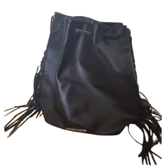 Victoria's Secret black bucket backpack with fringe, limited edition - Picture 7 of 7